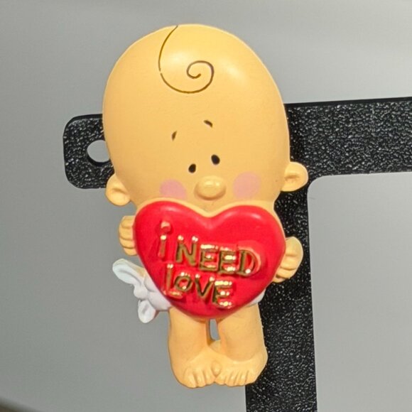 Vintage "I Need Love" Cupid Brooch Pin • American Greetings - Picture 1 of 7